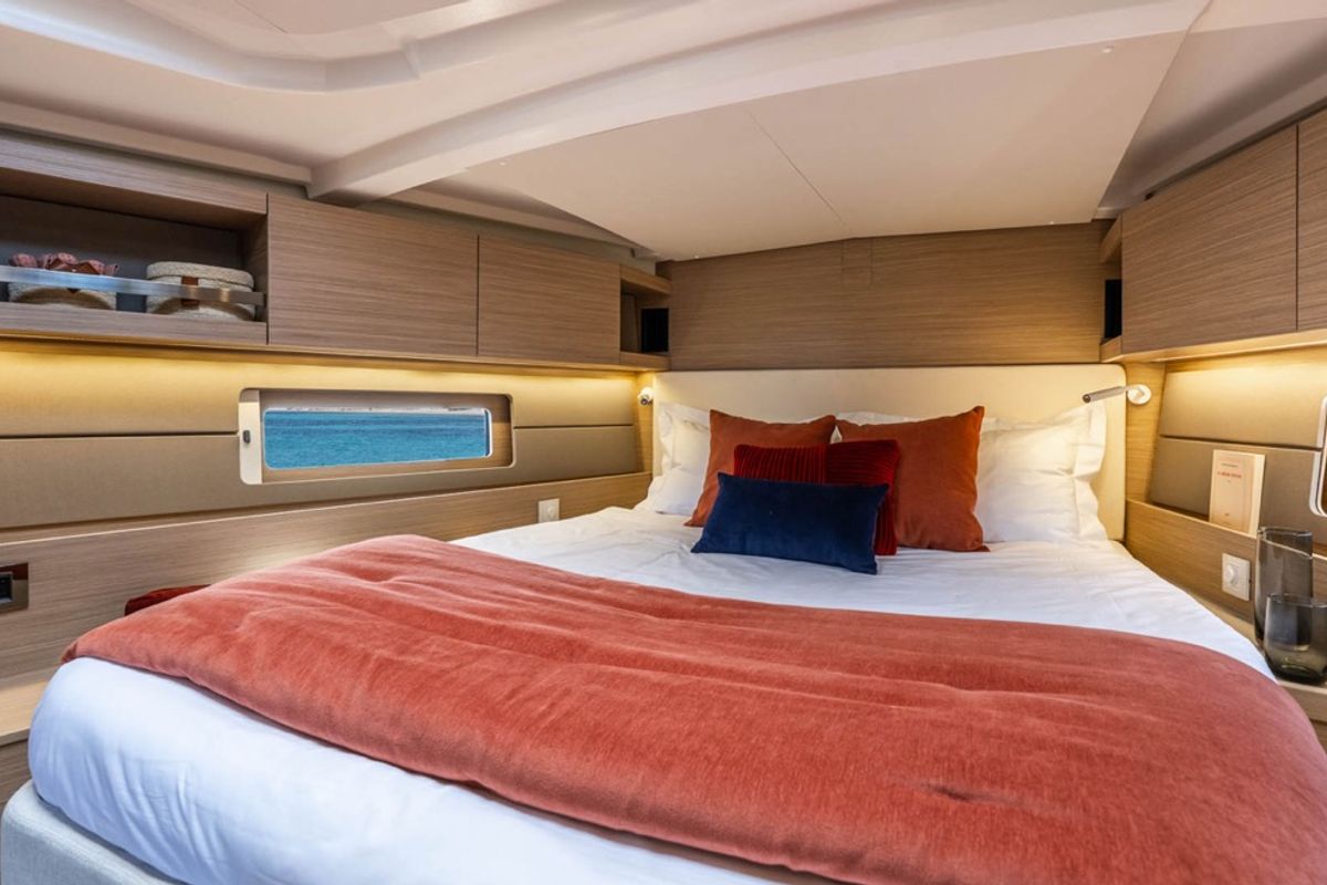 Cabin on Nina, a Beneteau Oceanis 47 sailboat at Olbia, Italy