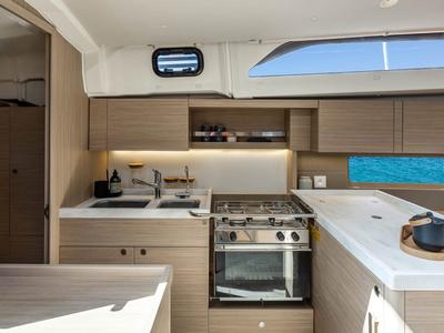 Galley of Nina, a Beneteau Oceanis 47 sailboat at Olbia, Italy