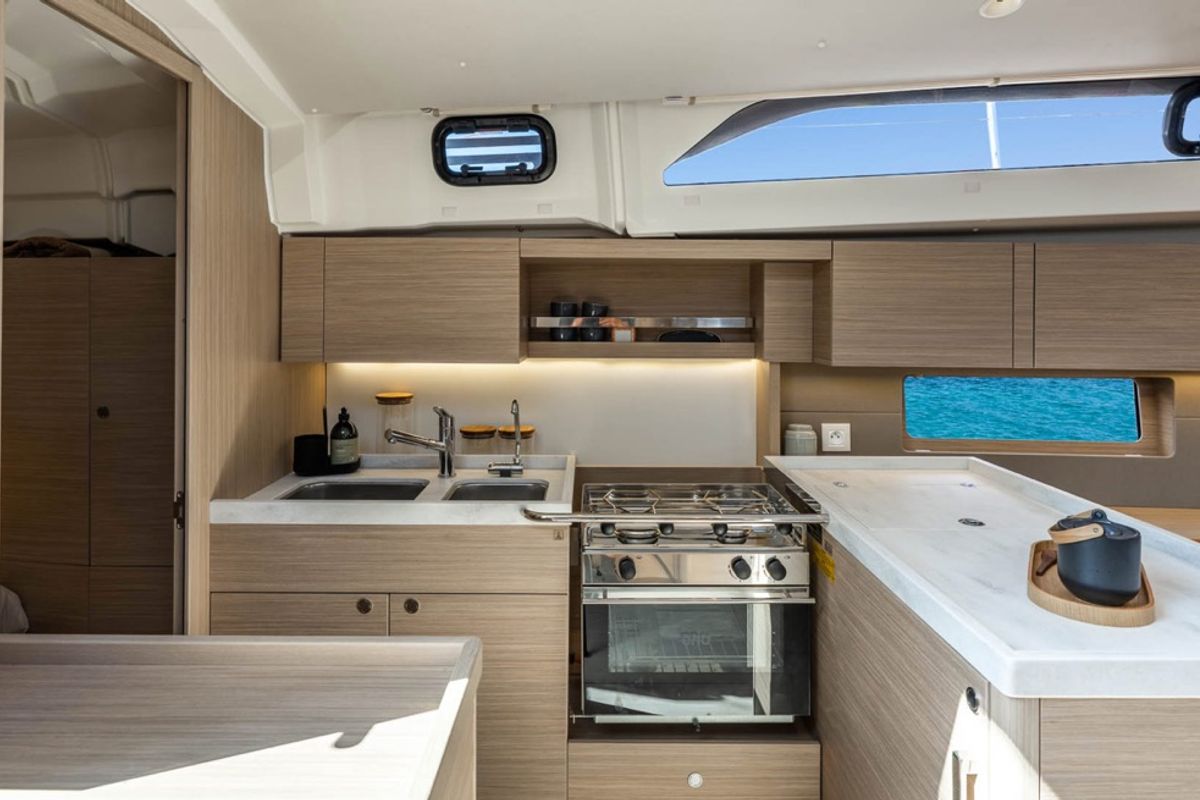 Galley of Nina, a Beneteau Oceanis 47 sailboat at Olbia, Italy