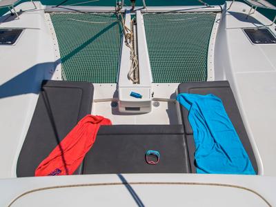 Deck of Lucky Dragon, a Lagoon 46 catamaran at Kos, Greece