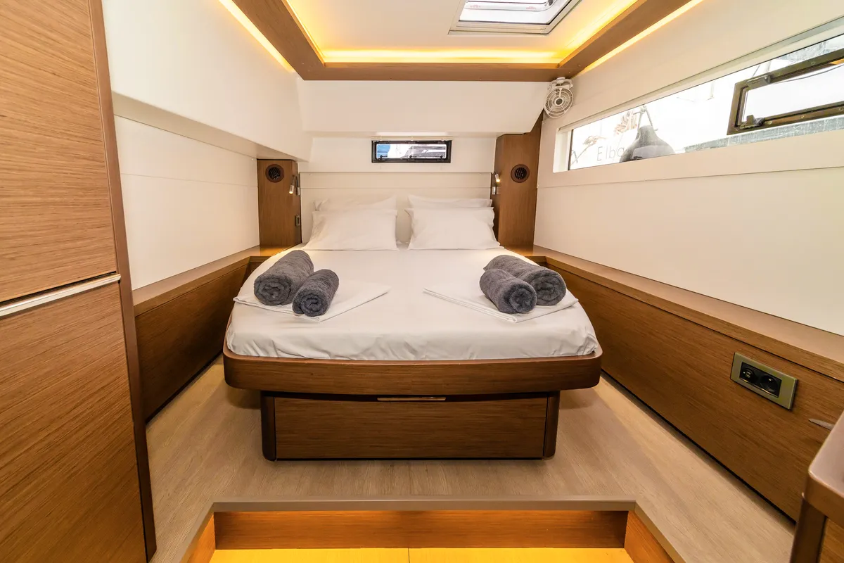 Cabin on Lucky Dragon, a Lagoon 46 catamaran at Kos, Greece