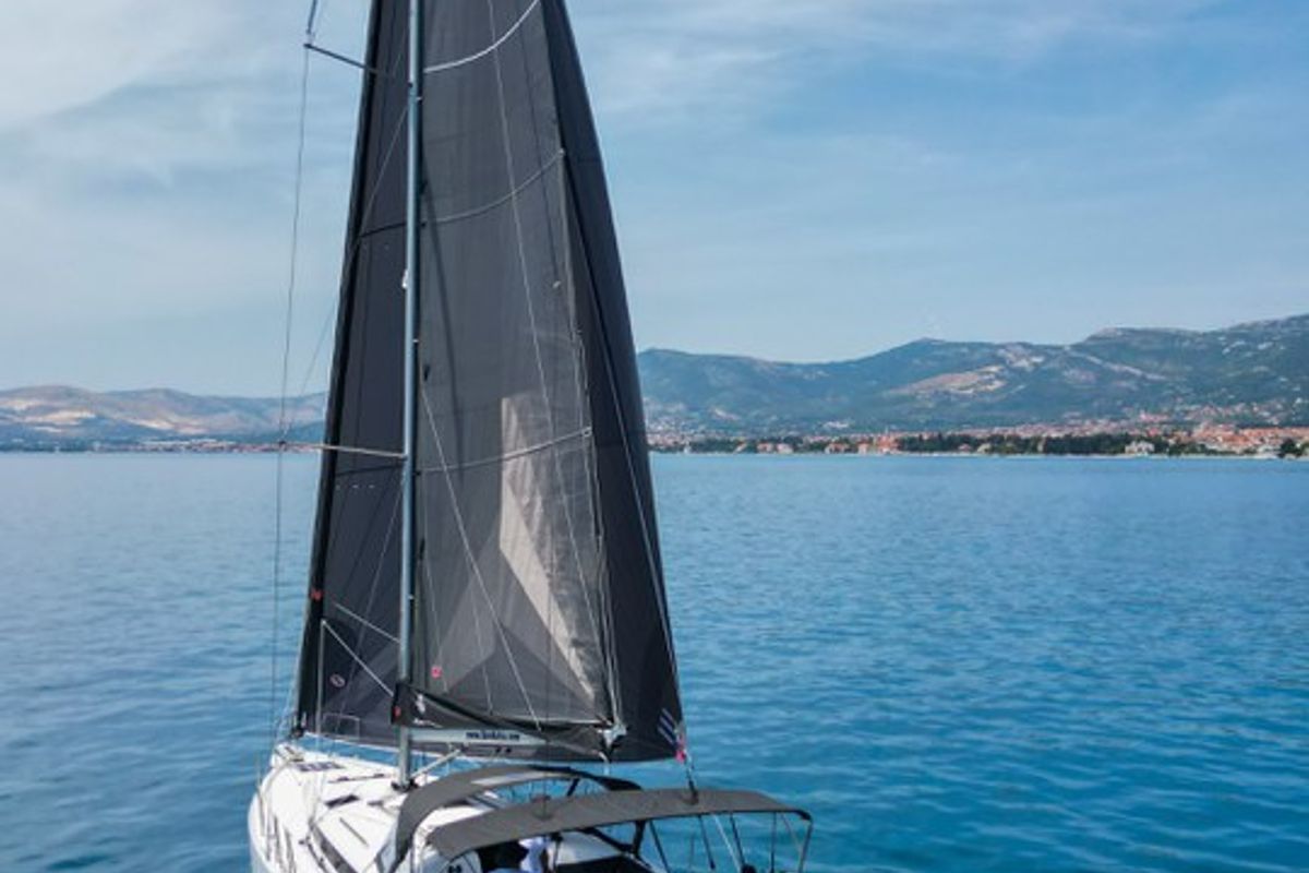 Exterior view of Dreamcatcher, a Jeanneau Sun Odyssey 440 sailboat at Grad Kaštela, Croatia