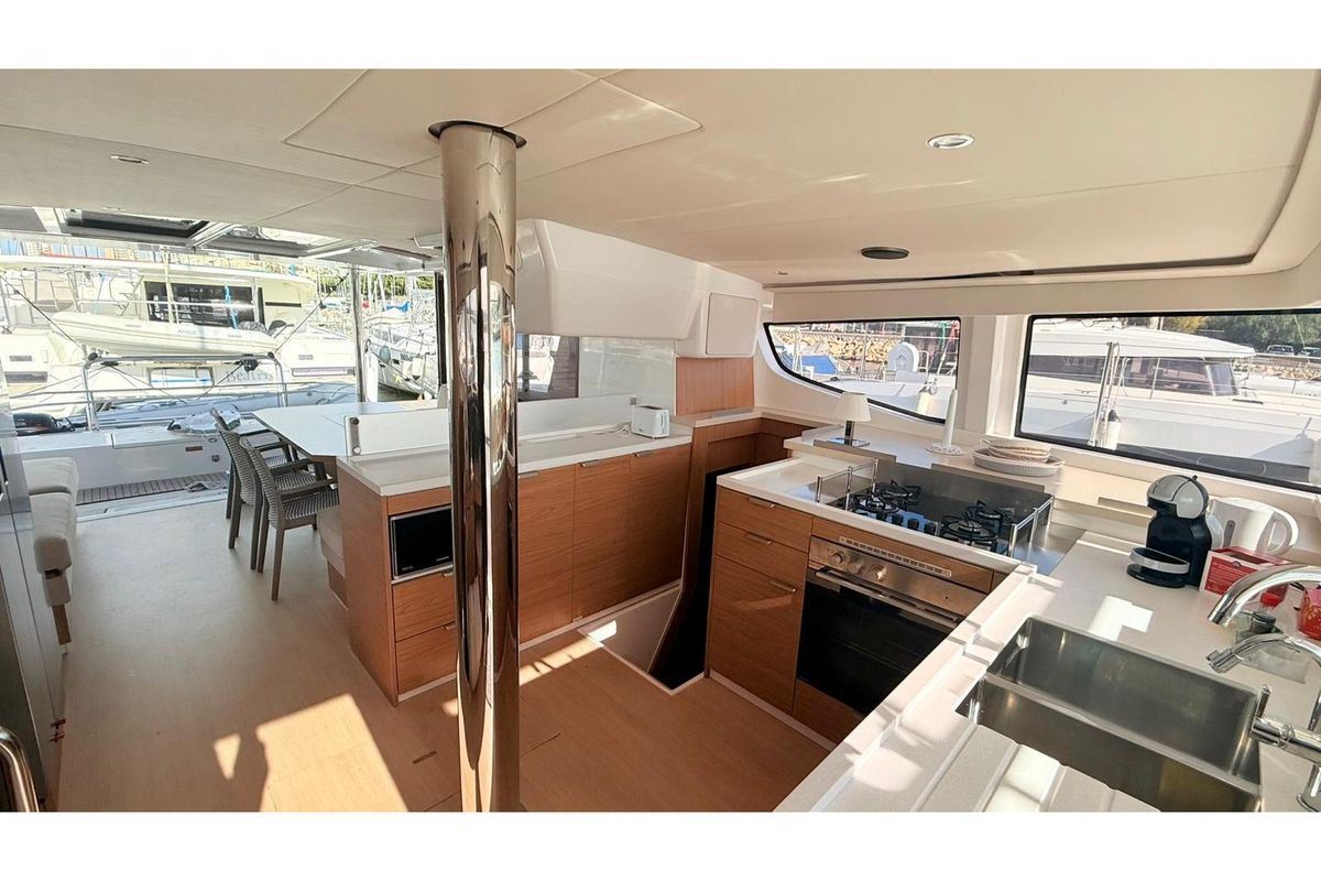 Galley of Seven, a Bali 4.4 catamaran at Cagliari, Italy