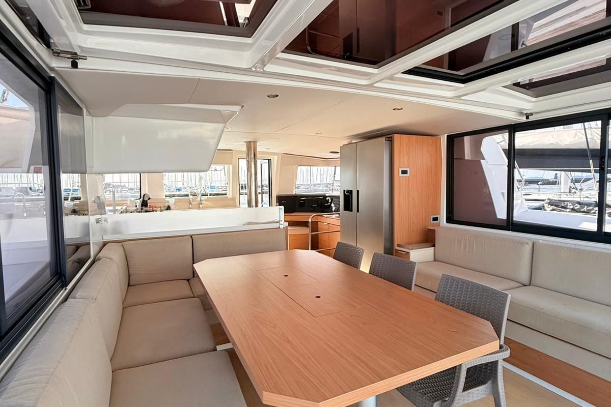 Salon of Seven, a Bali 4.4 catamaran at Cagliari, Italy