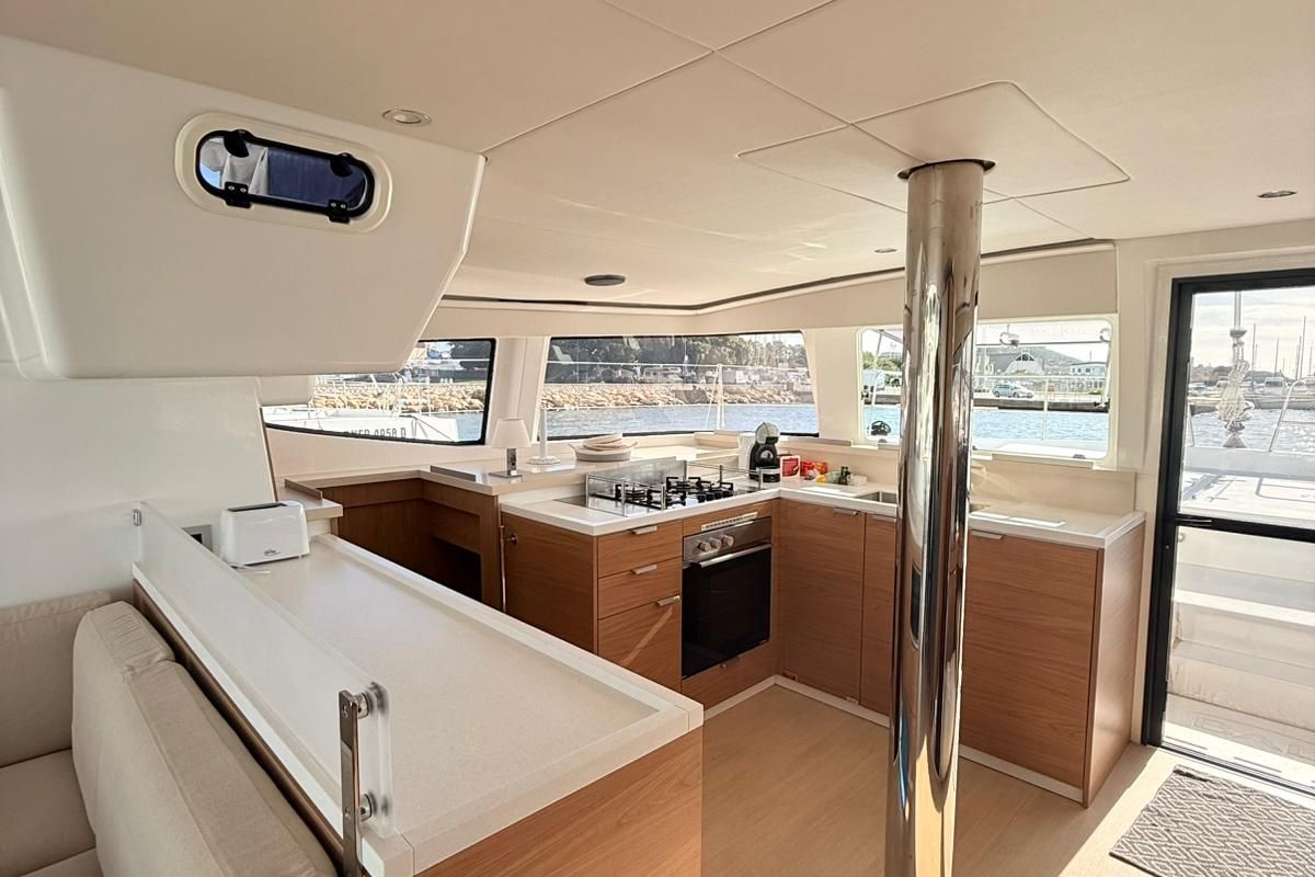 Galley of Seven, a Bali 4.4 catamaran at Cagliari, Italy