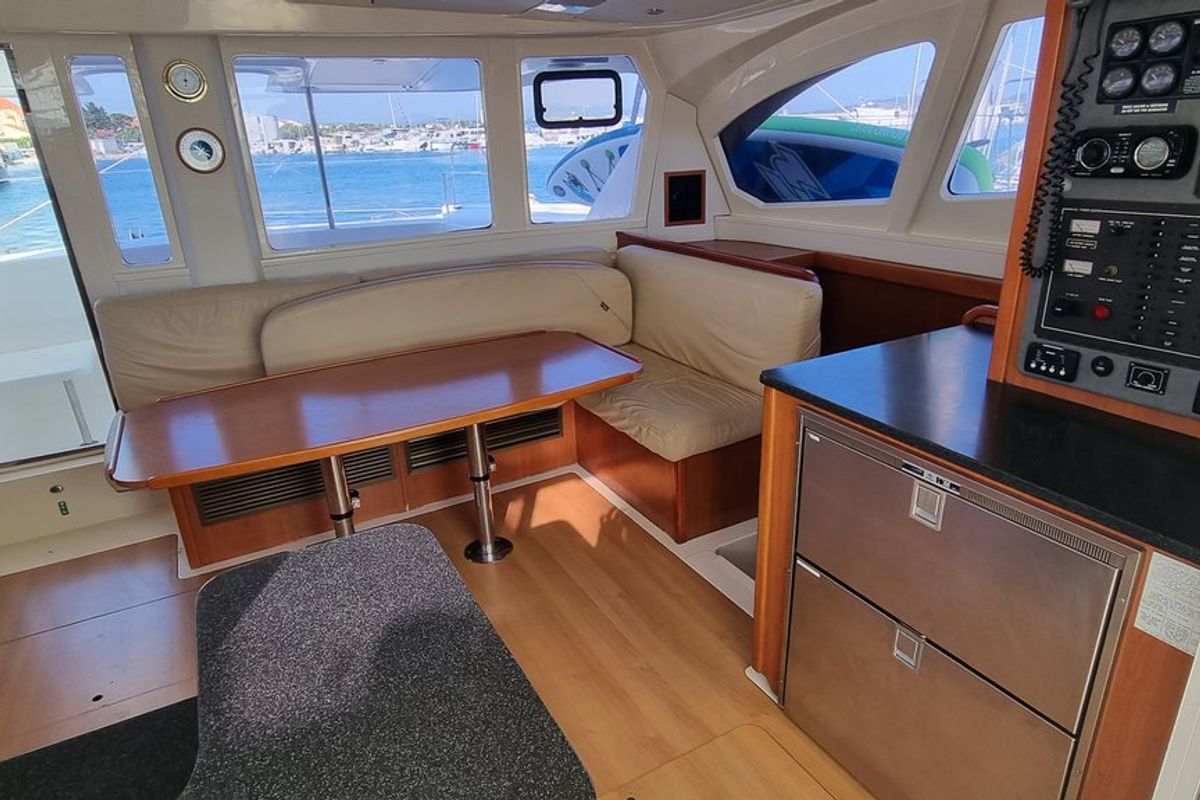 Salon of What Else, a Leopard 44 catamaran at Tribunj, Croatia