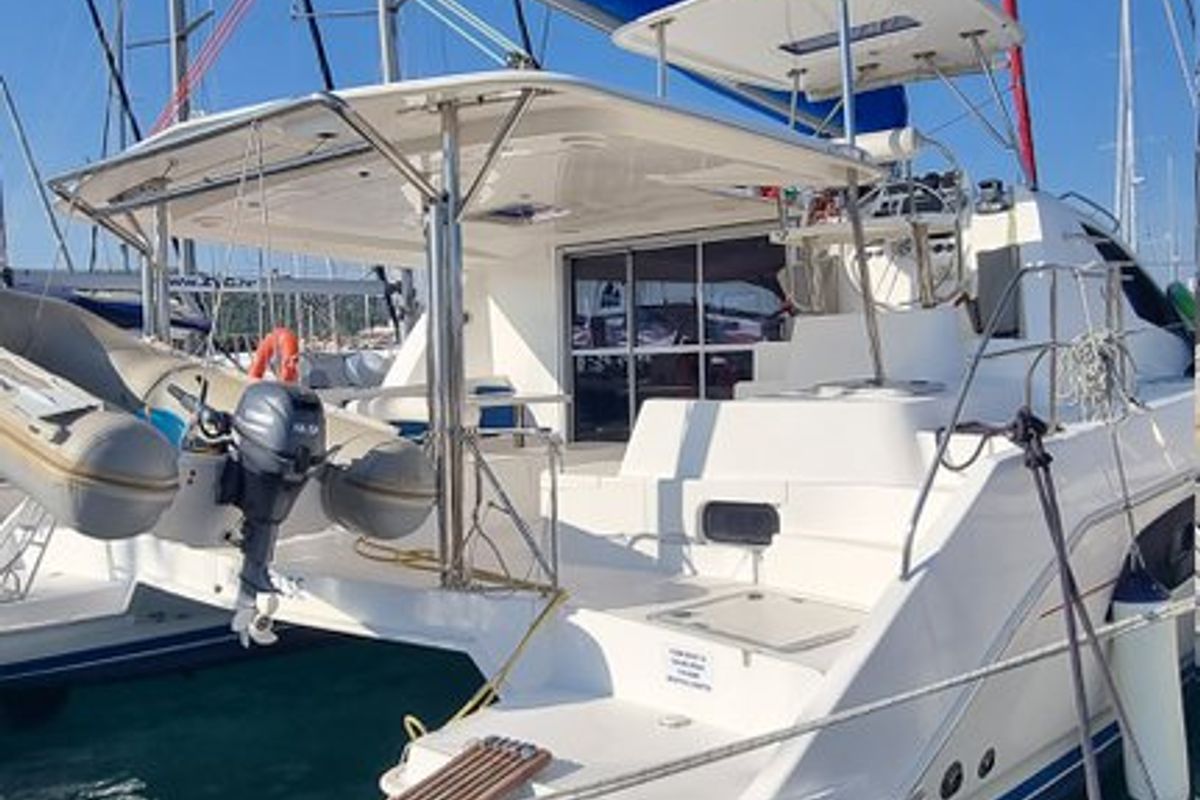 Exterior view of What Else, a Leopard 44 catamaran at Tribunj, Croatia