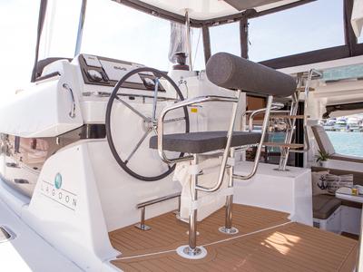 Cockpit of San Giorgio, a Lagoon 42 catamaran at Municipal Unit of Lefkada, Greece