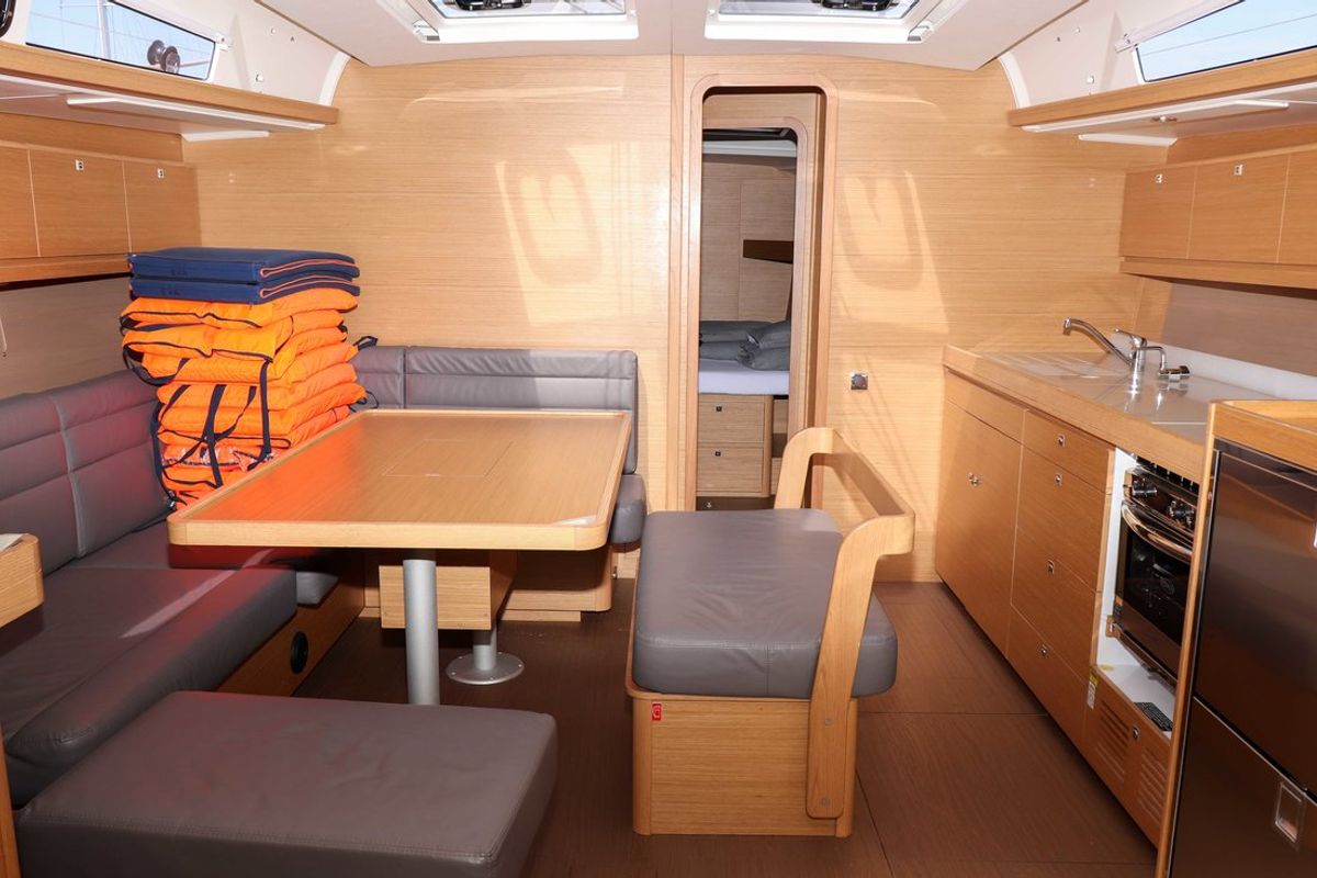 Salon of Eva, a Dufour 460 GL sailboat at Grad Biograd na Moru, Croatia