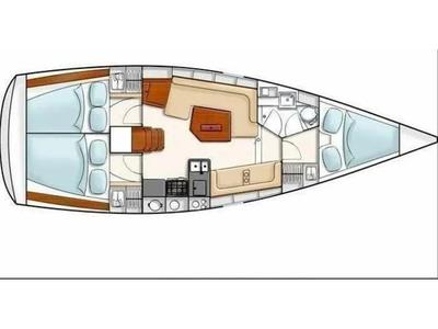 Floor plan of AF-H350, a Hanse Yachts Hanse 350 sailboat at Municipal Unit of Lefkada, Greece