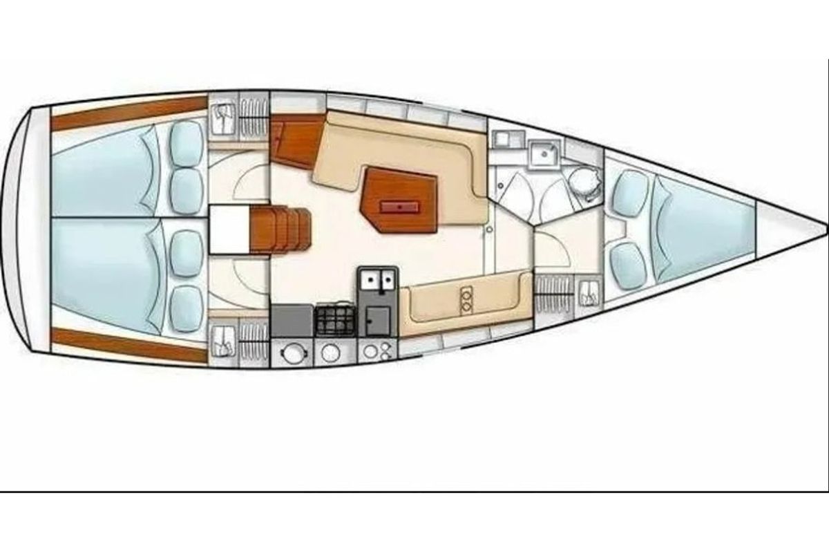 Floor plan of AF-H350, a Hanse Yachts Hanse 350 sailboat at Municipal Unit of Lefkada, Greece
