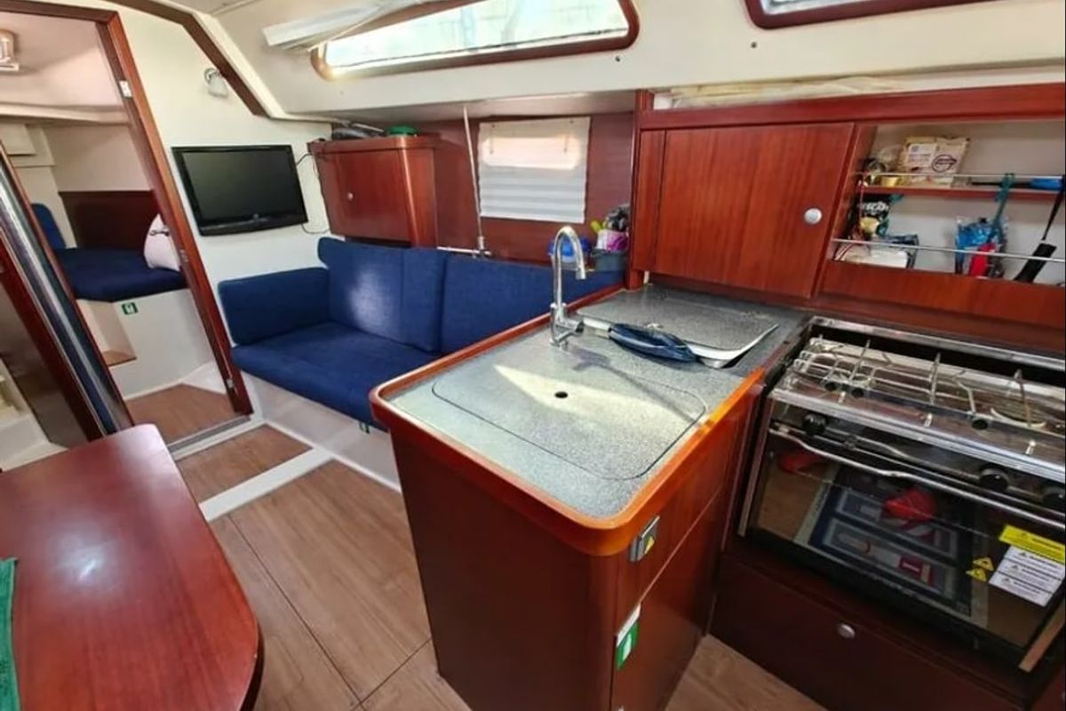 Galley of AF-H350, a Hanse Yachts Hanse 350 sailboat at Municipal Unit of Lefkada, Greece