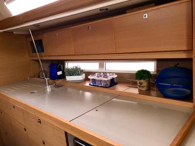 Galley of Dorean, a Dufour 450 Grand Large sailboat at Nettuno, Italy