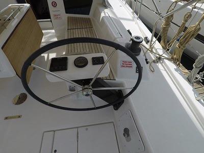 Cockpit of Magdalena, a Dufour 430 GL sailboat at Grad Šibenik, Croatia