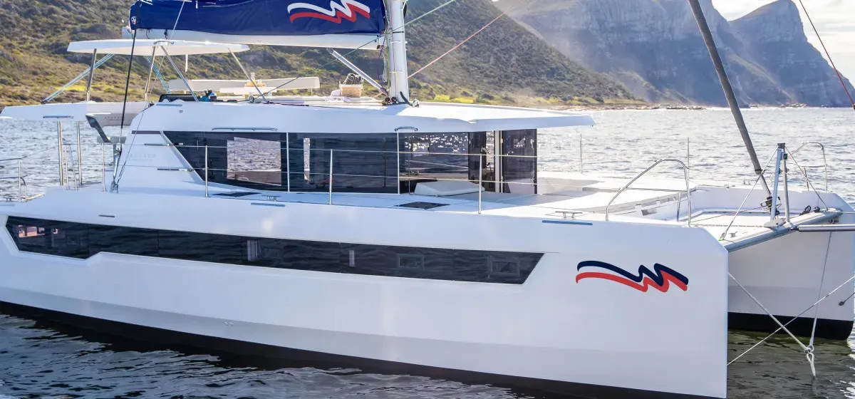 Exterior view of Moorings 4600 Exclusive Plus, a Leopard 46 catamaran at Eden Island Marina, Seychelles