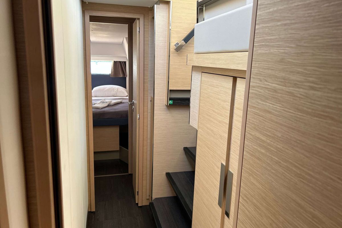 Krug, a Fountaine Pajot Elba 45 catamaran at Salerno, Italy