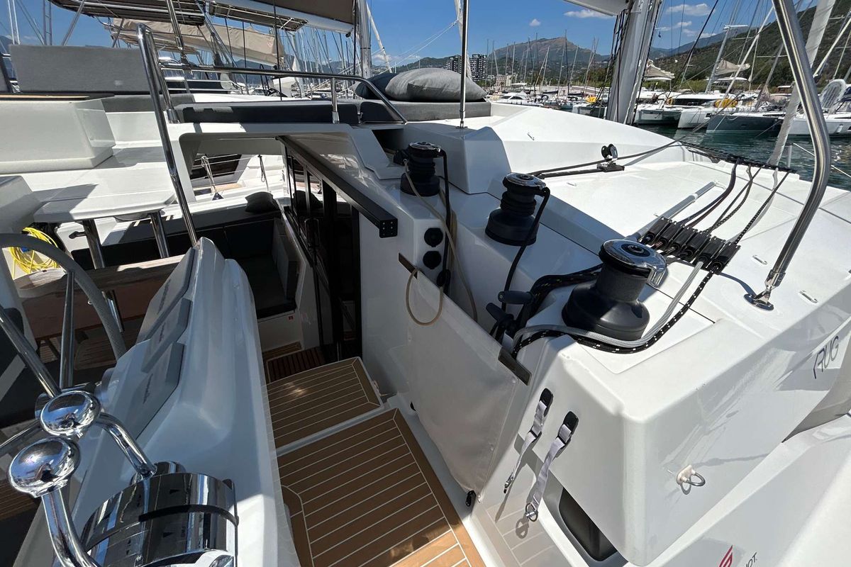 Krug, a Fountaine Pajot Elba 45 catamaran at Salerno, Italy
