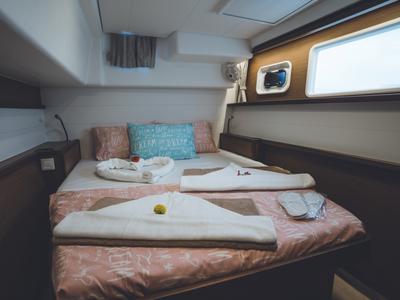 Cabin on Alkyone, a Lagoon 450 Fly catamaran at Volos Municipality, Greece