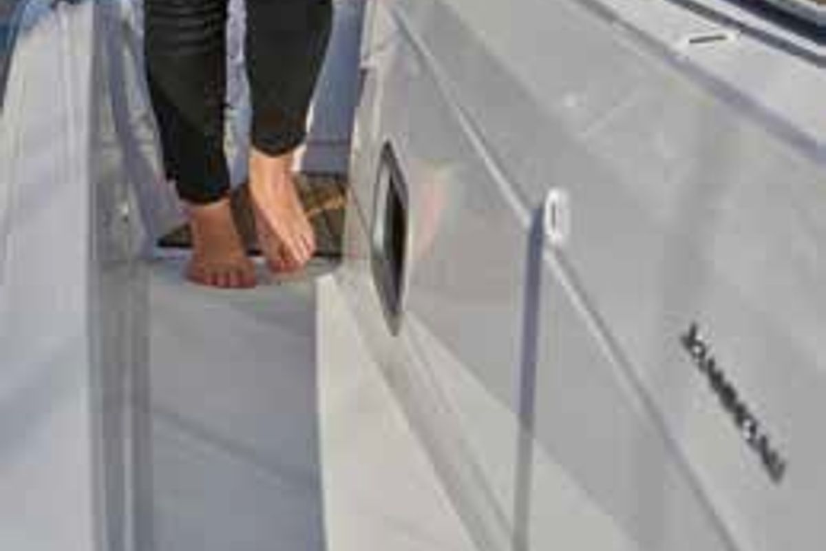 Deck of Lyon, a Jeanneau Sun Odyssey 410 sailboat at Capo d'Orlando, Italy