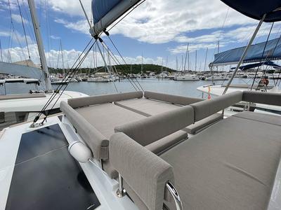 Deck of Seven Stars BVI, a Bali 4.8 catamaran at Road Town, British Virgin Islands