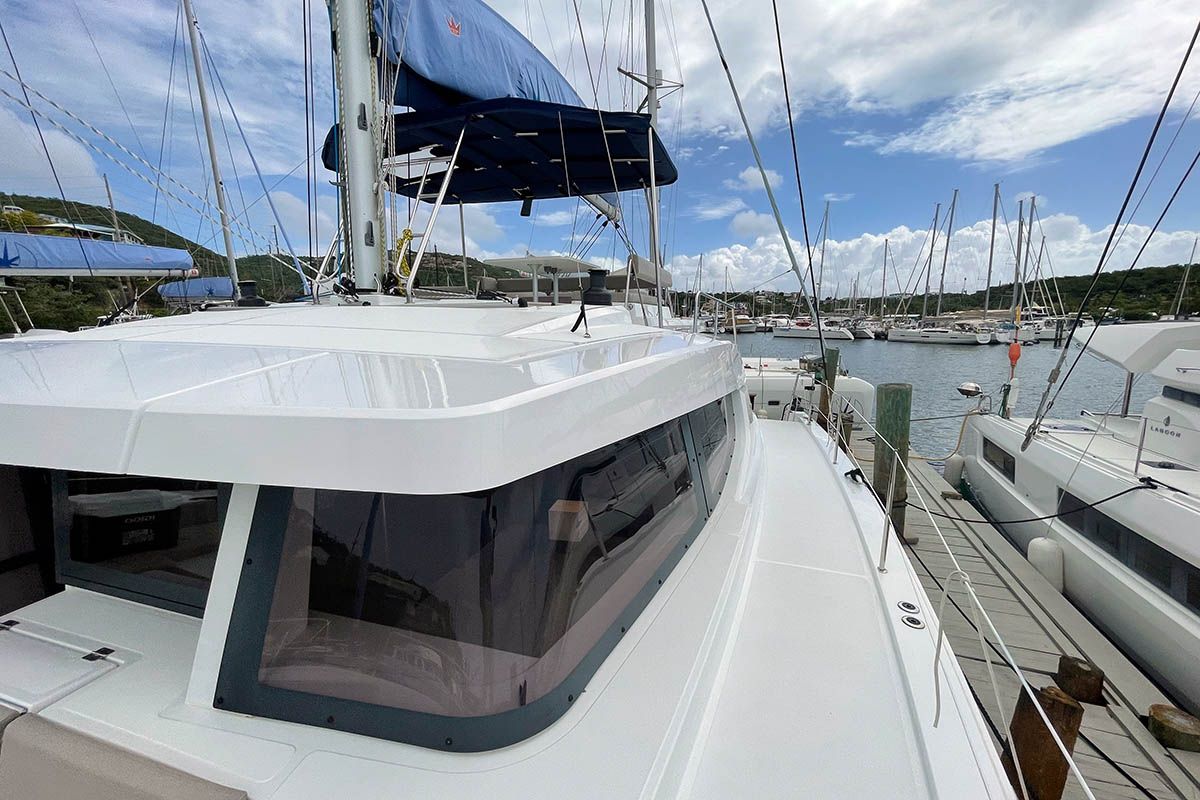 Exterior view of Seven Stars BVI, a Bali 4.8 catamaran at Road Town, British Virgin Islands