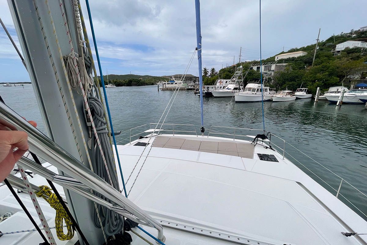 Deck of Seven Stars BVI, a Bali 4.8 catamaran at Road Town, British Virgin Islands
