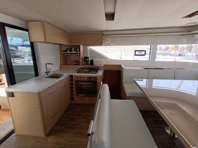 Galley of Achilleas, a Lagoon 51 Iconic catamaran at Athens, Greece