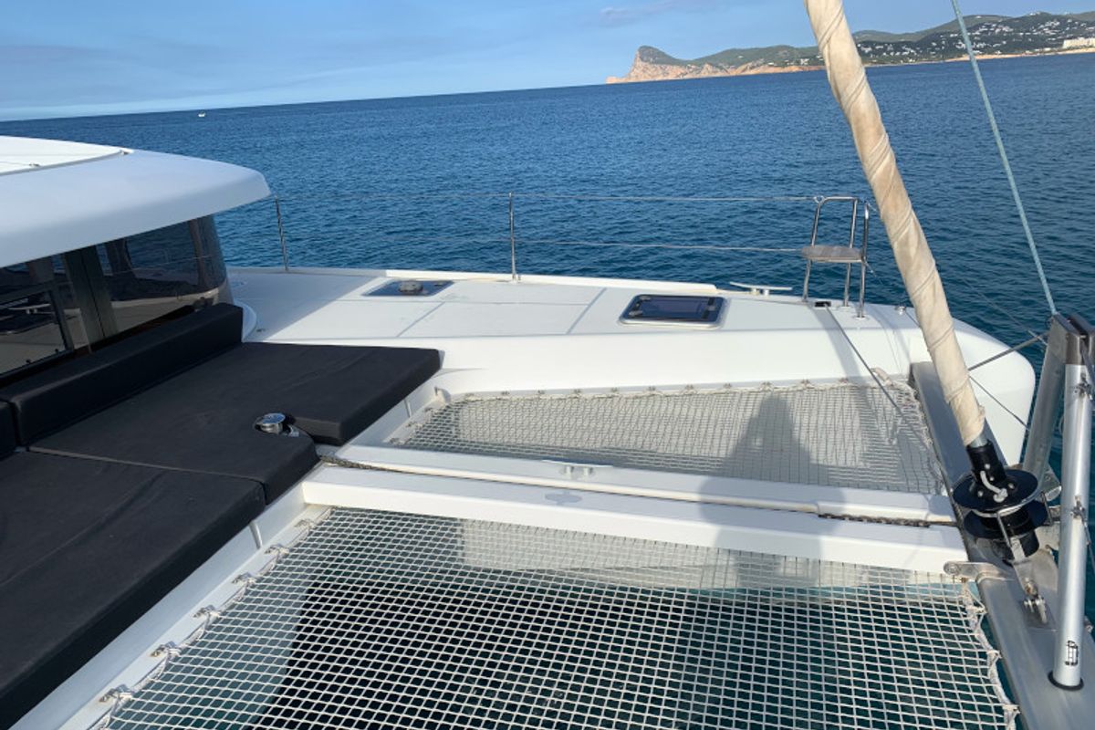 Deck of PASCAL, a Lagoon 42 catamaran at Sant Antoni de Portmany, Spain