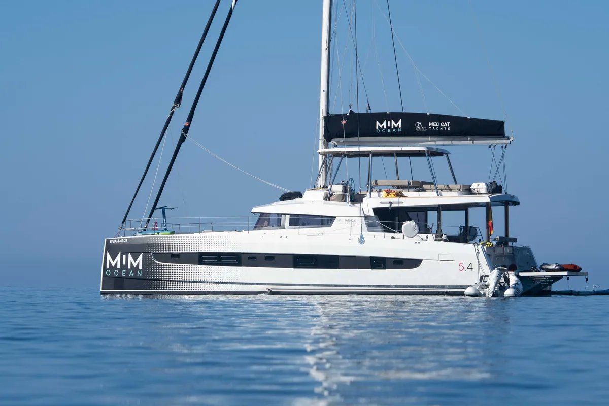 Exterior view of MIM OCEAN 1, a Bali 5.4 catamaran at Sitges, Spain