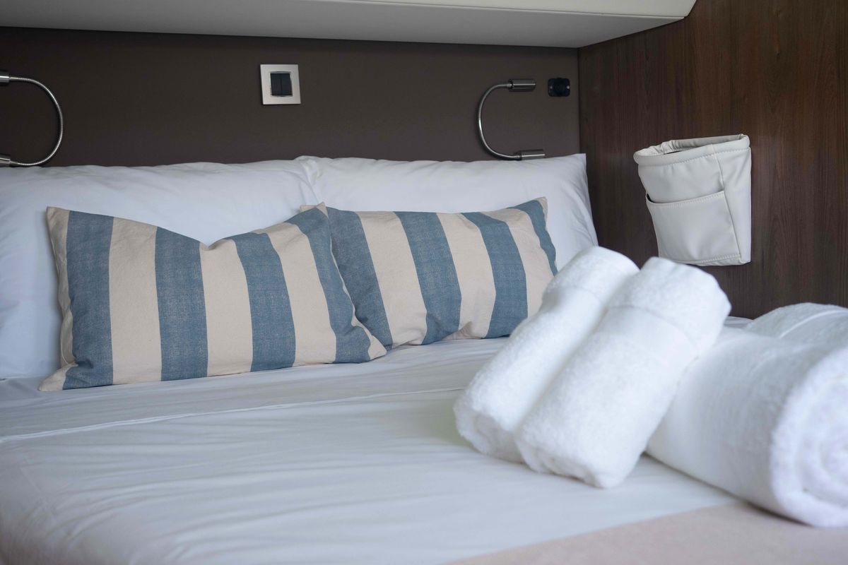 Cabin on MIM OCEAN 1, a Bali 5.4 catamaran at Sitges, Spain