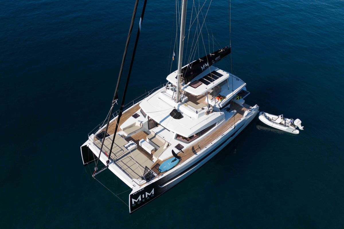 Exterior view of MIM OCEAN 1, a Bali 5.4 catamaran at Sitges, Spain