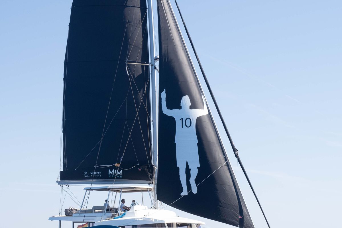 Exterior view of MIM OCEAN 1, a Bali 5.4 catamaran at Sitges, Spain