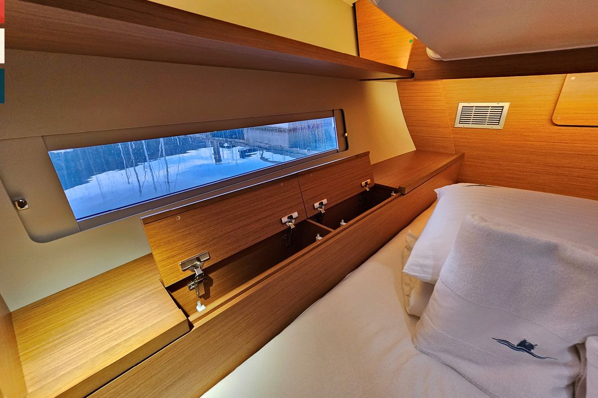 Cabin on Sonata, a Dufour 470 sailboat at Općina Rogoznica, Croatia