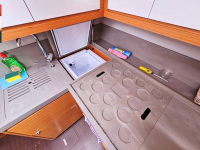 Galley of Sonata, a Dufour 470 sailboat at Općina Rogoznica, Croatia