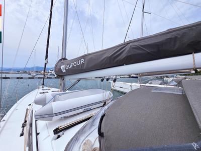 Deck of Sonata, a Dufour 470 sailboat at Općina Rogoznica, Croatia
