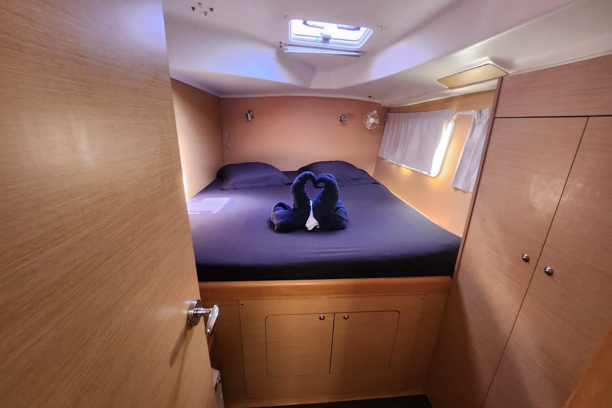 Cabin on Arcane, a Lagoon 380 catamaran at Le Gosier, France