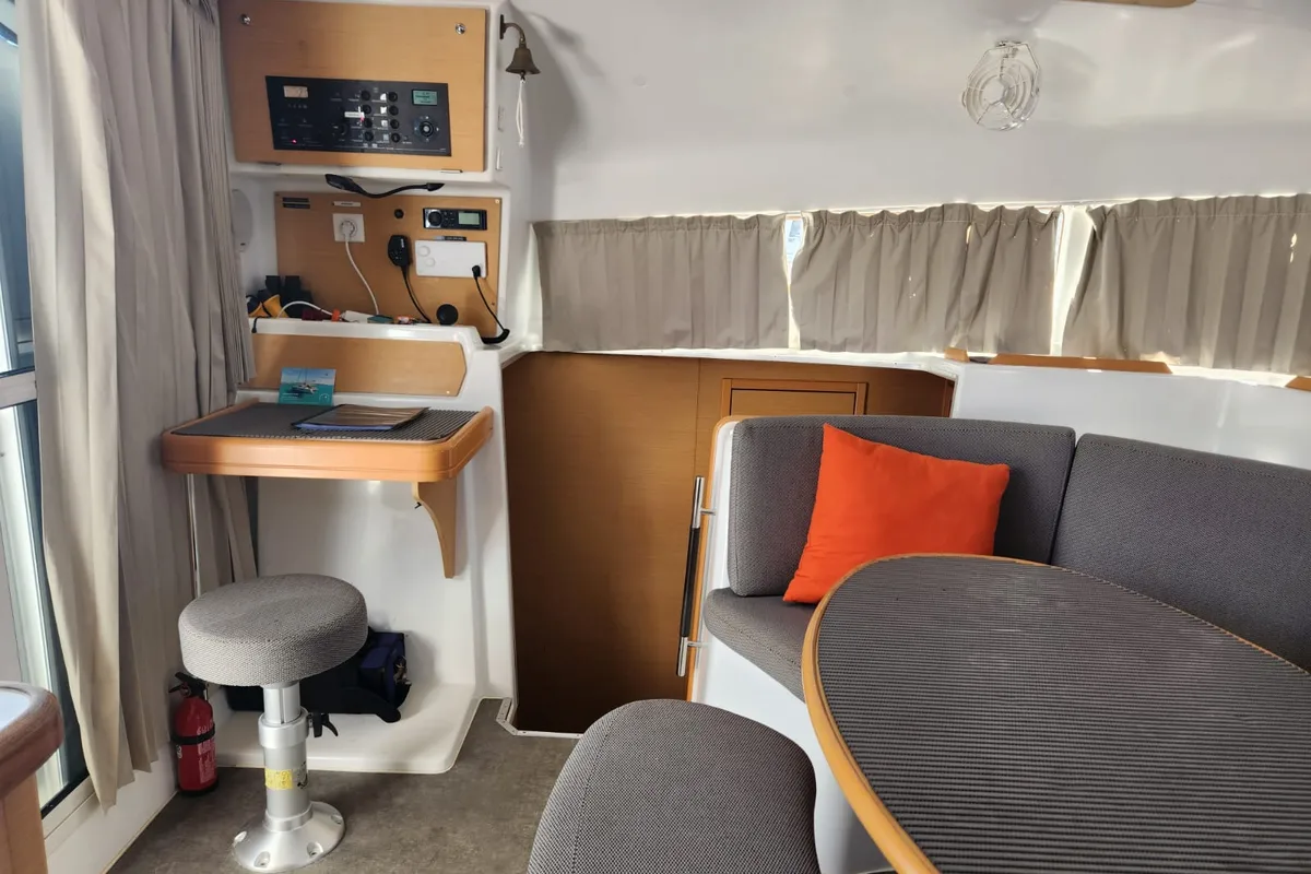 Salon of Arcane, a Lagoon 380 catamaran at Le Gosier, France
