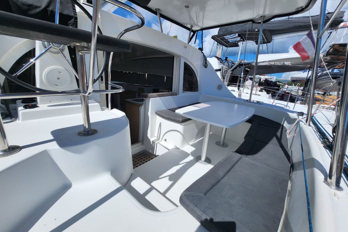 Deck of Arcane, a Lagoon 380 catamaran at Le Gosier, France
