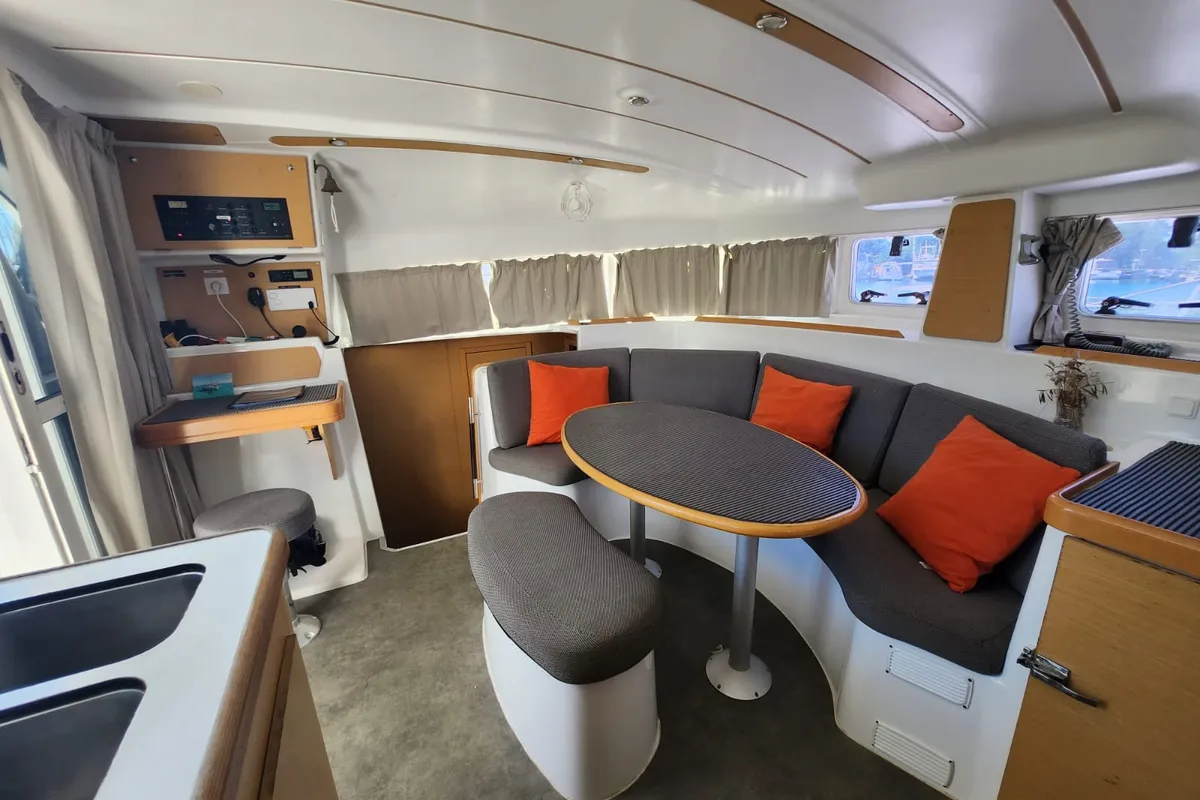 Salon of Arcane, a Lagoon 380 catamaran at Le Gosier, France