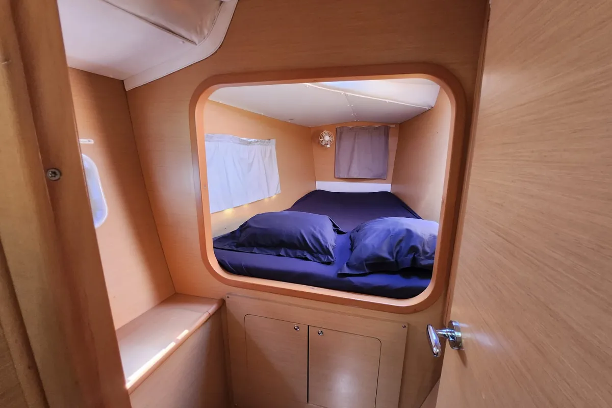 Cabin on Arcane, a Lagoon 380 catamaran at Le Gosier, France