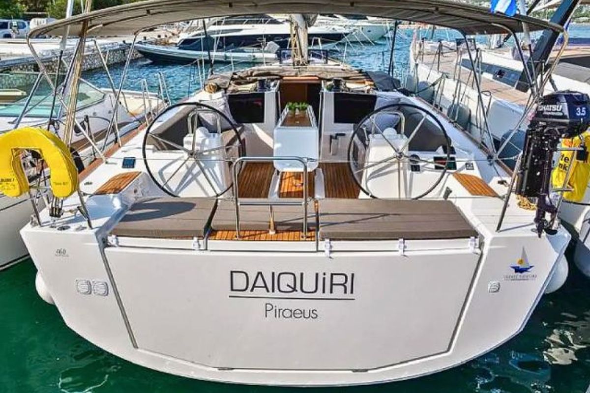 Cockpit of D460-18A, a Dufour 460 Grand Large sailboat at Athens, Greece