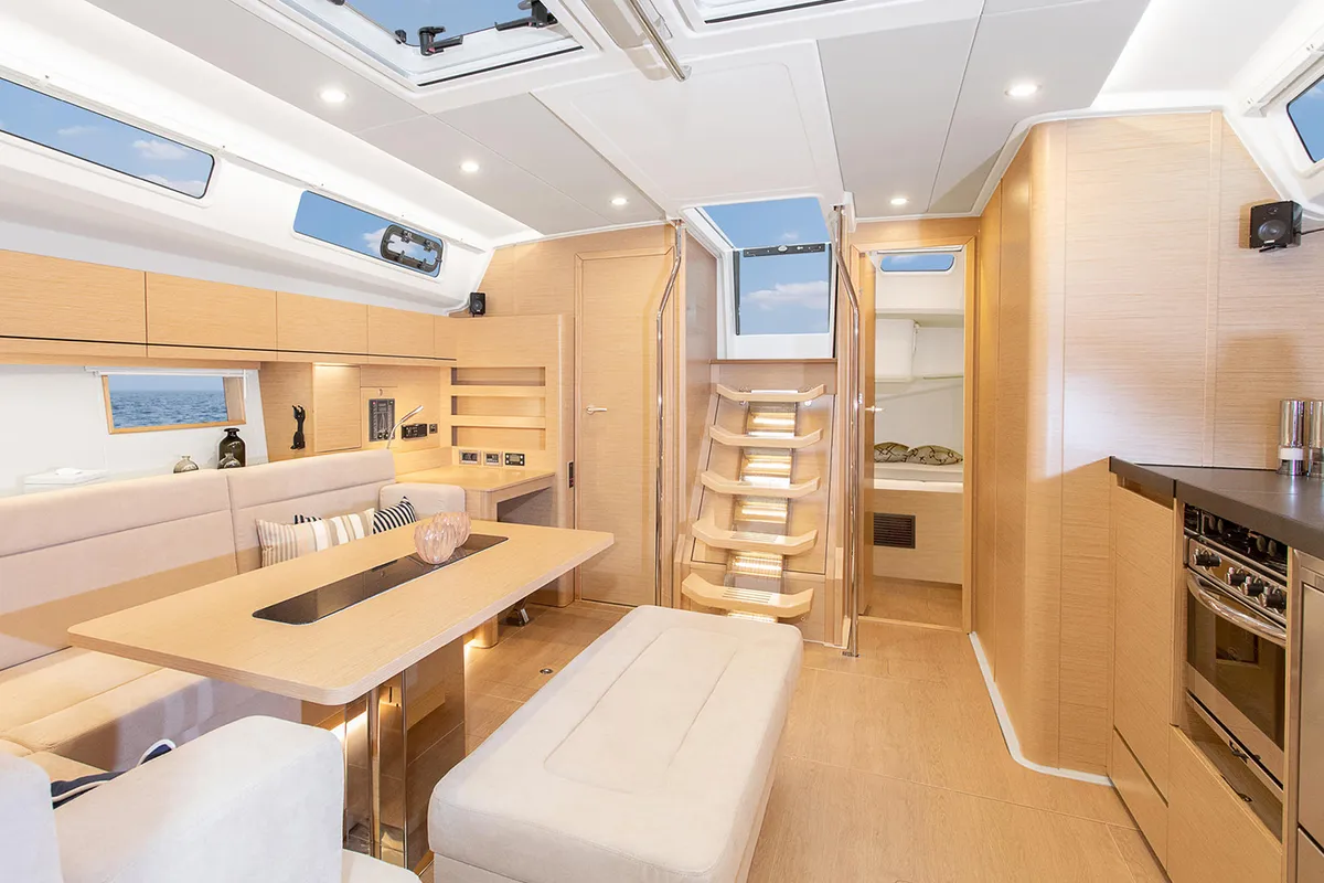 Salon of Big Blue, a Hanse Yachts Hanse 508 sailboat at Athens, Greece
