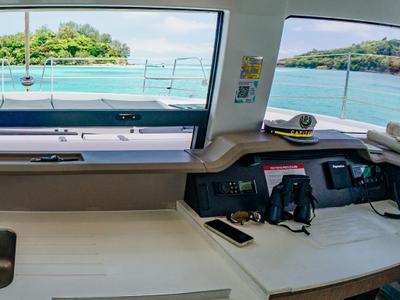 Cockpit of Premium +, a Bali 4.3 catamaran at Seychelles, Eden Island Marina, Seychelles