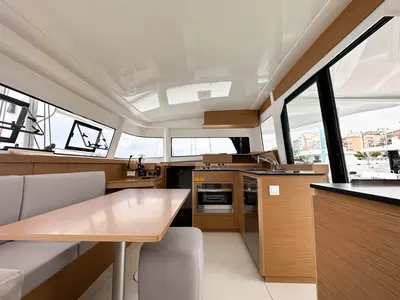 Salon of Ez Ukutu, a Excess 11 catamaran at Palma de Mallorca, Spain
