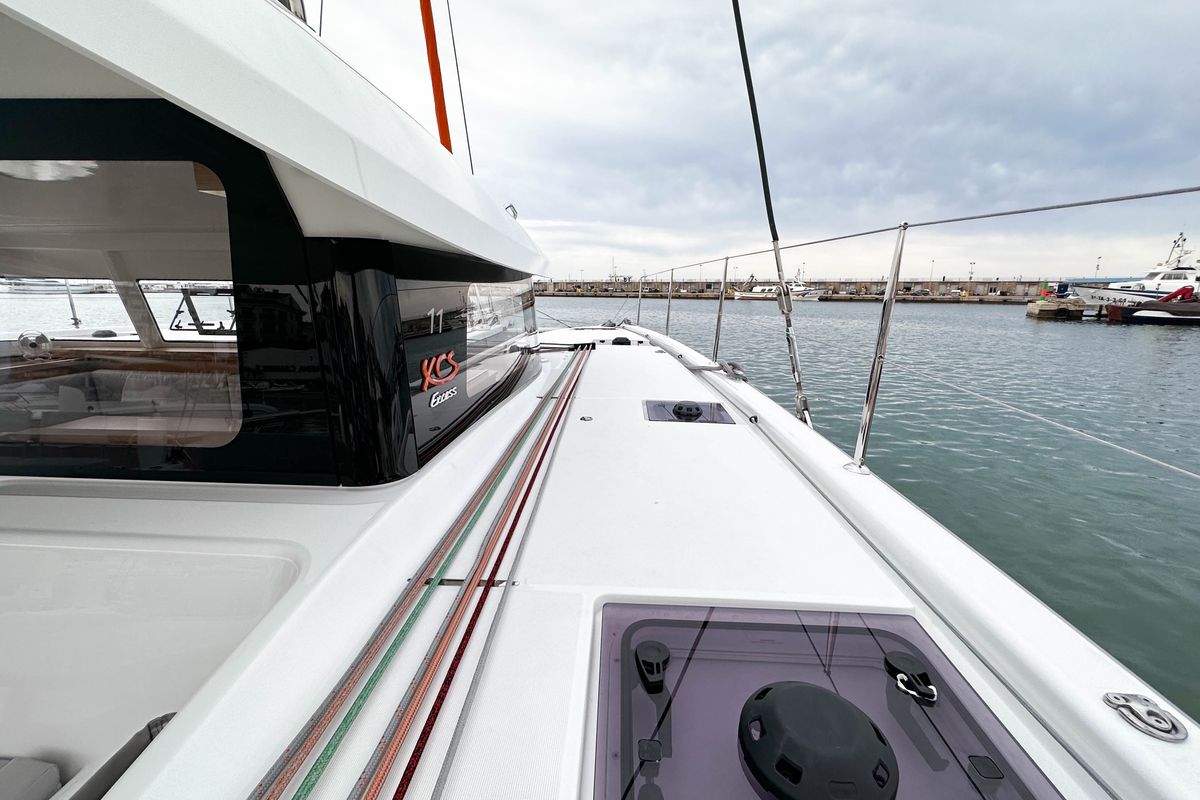 Deck of Ez Ukutu, a Excess 11 catamaran at Palma de Mallorca, Spain