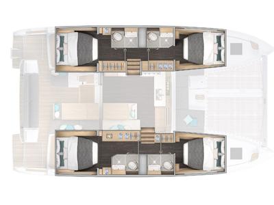 Floor plan of BRAND NEW LAGOON 43 (2), a Lagoon 43 catamaran at Općina Sukošan, Croatia