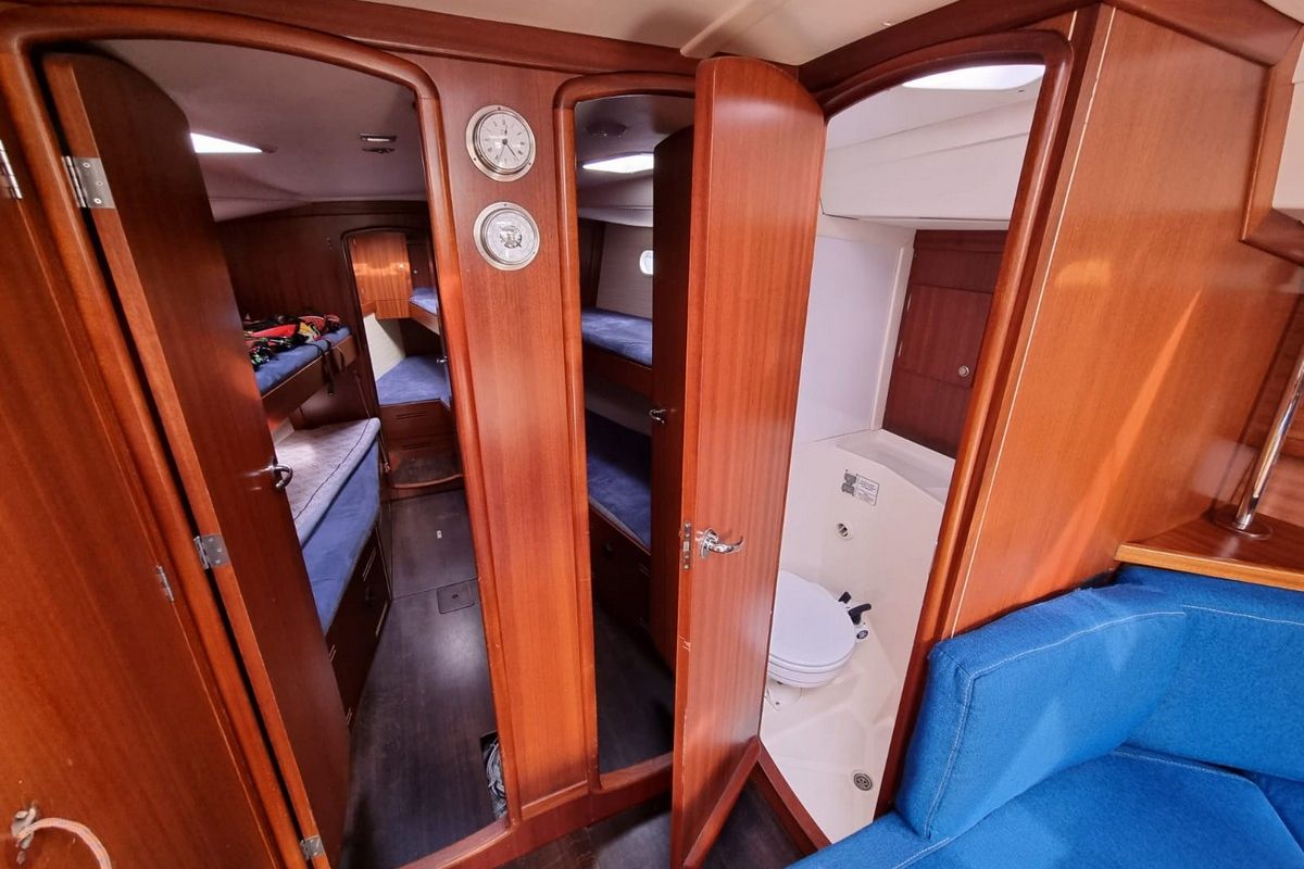 Cabin on Athaman, a Delphia Yachts Delphia 47 sailboat at Gdańsk, Poland