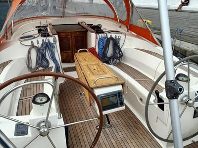Cockpit of Athaman, a Delphia Yachts Delphia 47 sailboat at Gdańsk, Poland