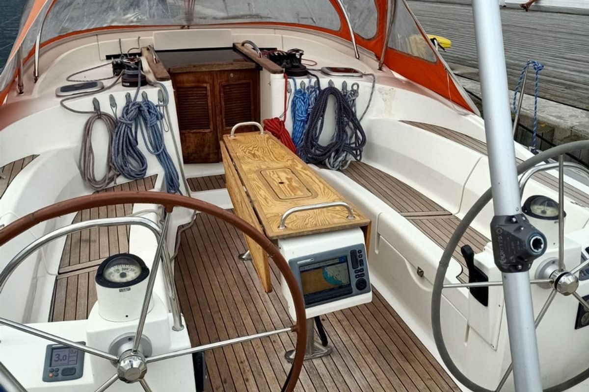Cockpit of Athaman, a Delphia Yachts Delphia 47 sailboat at Gdańsk, Poland