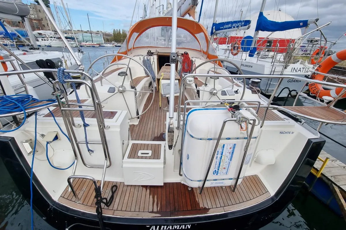 Exterior view of Athaman, a Delphia Yachts Delphia 47 sailboat at Gdańsk, Poland